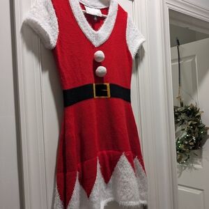 Festive Red White Christmas Santa Mrs Claus Dress M/L